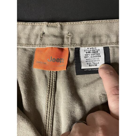 VTG Big Men’s Jeep Teflon HT Carpenter Jeans Khaki 52x32 - Picture 4 of 8